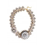 Diantha Grey Crystal Flower Statement Necklace